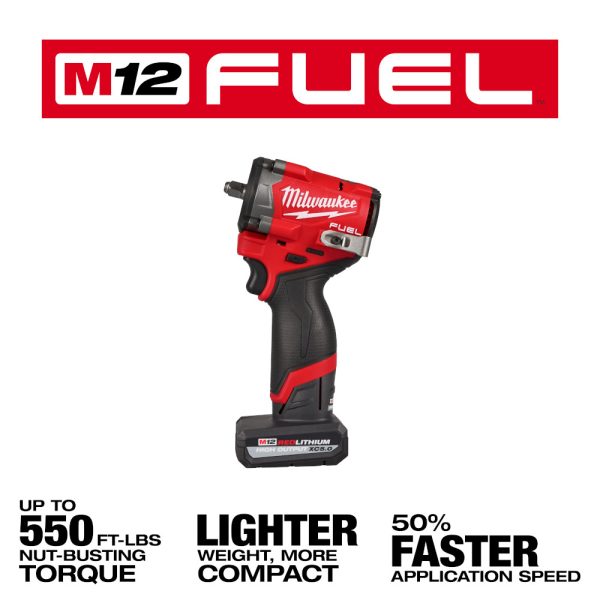 MILWAUKEE M12 FUEL™ Stubby 3/8" Impact Wrench Kit 2