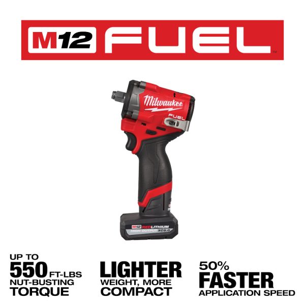 MILWAUKEE M12 FUEL™ Stubby 1/2" Impact Wrench Kit - Image 3