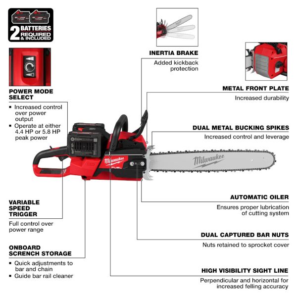 MILWAUKEE M18 FUEL™ 20" Dual Battery Chainsaw Kit - Image 3