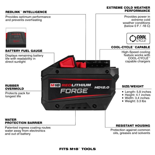 MILWAUKEE M18™ REDLITHIUM™ FORGE™ HD12.0 Battery Pack 2