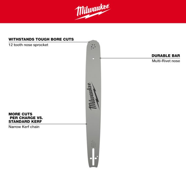 MILWAUKEE 20" .325" Pitch, .050" Gauge Guide Bar 1