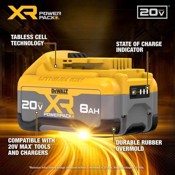 DEWALT 20V MAX* XR Powerpack™ 8 Ah Battery (2 pk) - Image 6