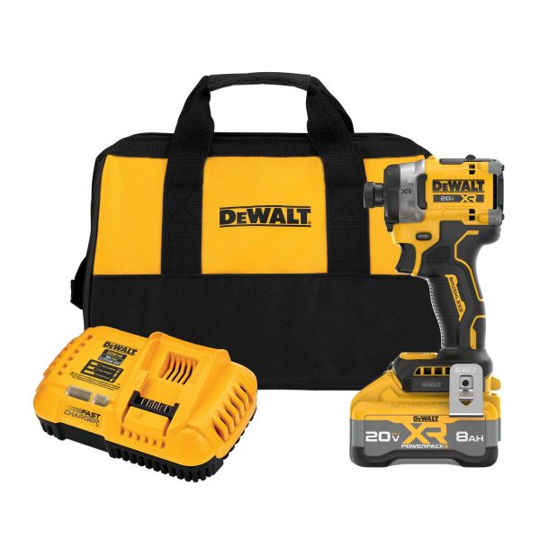 DeWALT 20V MAX* XR® Brushless Cordless 3-Speed High Torque 1/4 in. Impact Driver with an XR Battery, a Fast Charger, and a Kit Bag