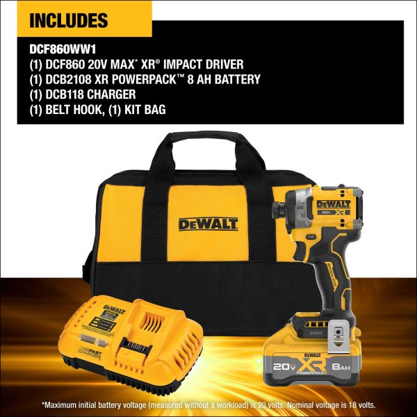 DEWALT 20V MAX XR® Brushless Cordless 3-Speed High Torque 1/4" Impact Driver Kit 7