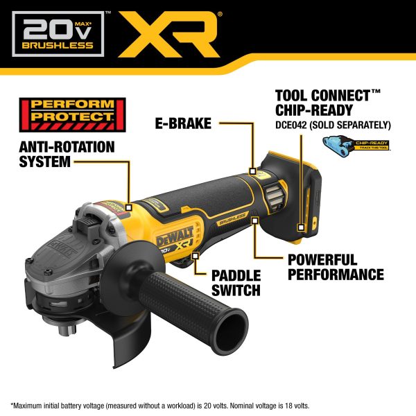 DEWALT 20V MAX* XR® Brushless Cordless 4-1/2 - 5 in. Angle Grinder (Tool Only) 3