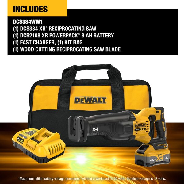 DEWALT 20V MAX* XR® Brushless Cordless Reciprocating Saw Kit With XR Powerpack™ 3