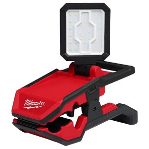 Milwaukee M18™ ROVER™ Clamping Flood Light with the LED light panel upright on top