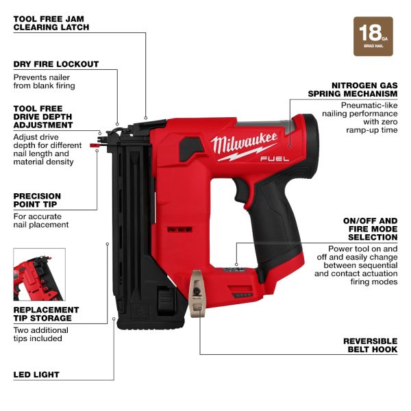 MILWAUKEE M12 FUEL™ 18 Gauge Compact Brad Nailer 1