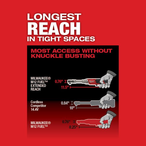 MILWAUKEE® M12 FUEL 3/8" Extended Reach Ratchet (Tool Only) 6