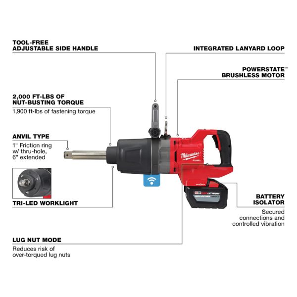 MILWAUKEE M18 FUEL™ 1" D-Handle Ext. Anvil High Torque Impact Wrench w/ ONE-KEY™ - Image 5