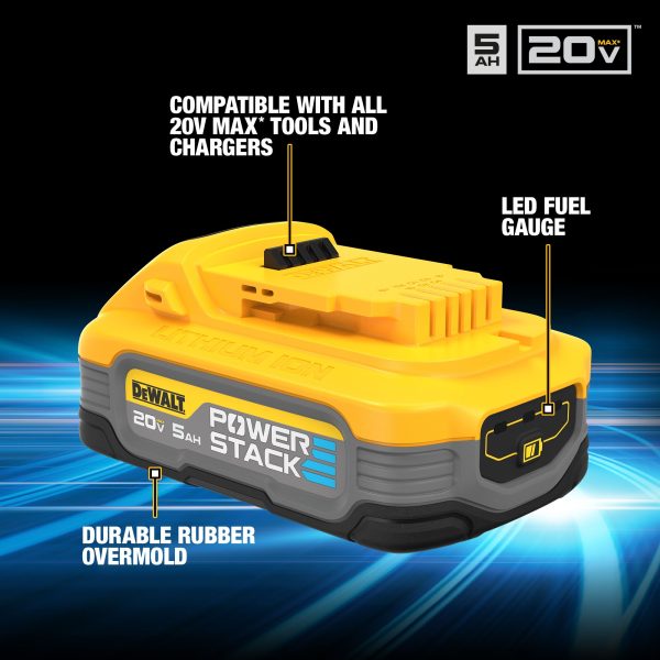 DEWALT 20V MAX* POWERSTACK™ 5.0 Ah Battery 2-Pack - Image 3