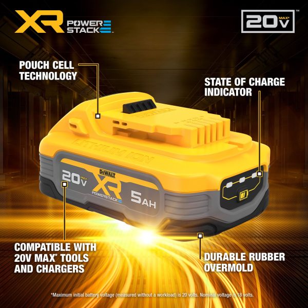 DEWALT 20V MAX* POWERSTACK™ 5.0 Ah Battery 2-Pack - Image 7