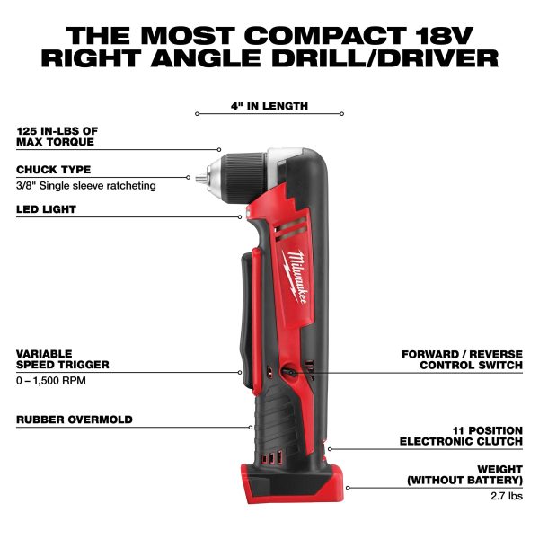 MILWAUKEE M18™ Cordless Right Angle Drill (Tool Only) 1