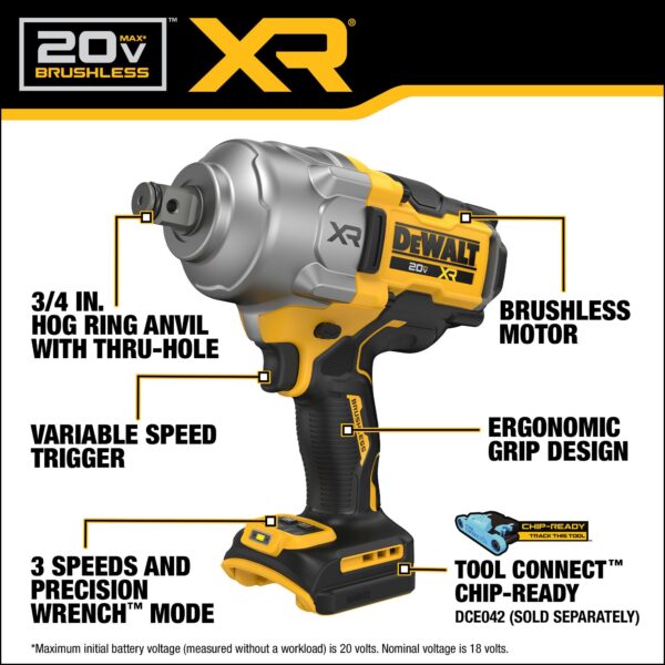 DEWALT 20V MAX* XR® Brushless Cordless 3/4 In. High Torque Impact Wrench 3