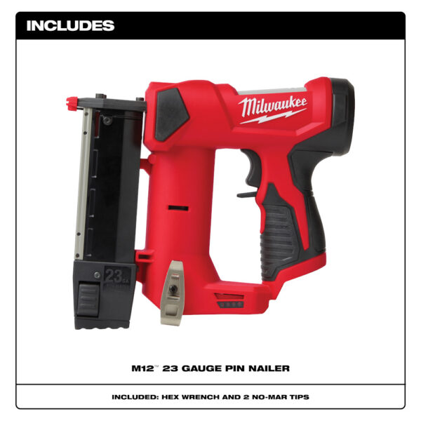 MILWAUKEE M12™ 23 Gauge Pin Nailer (Tool Only) 3