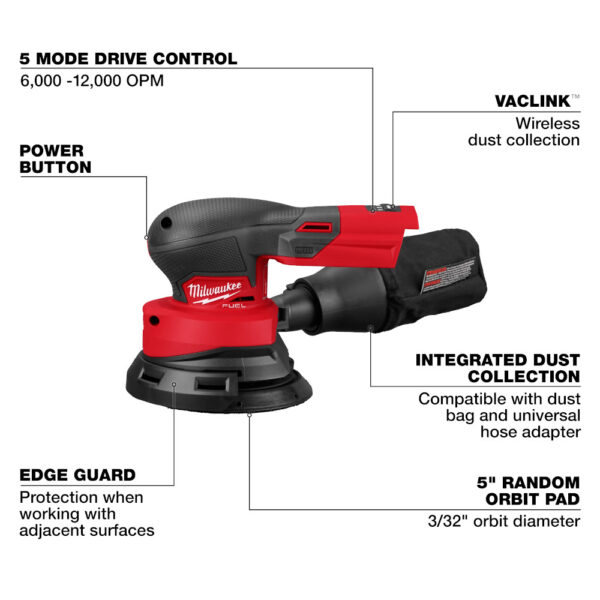 MILWAUKEE M18 FUEL™ 5&quot; Random Orbital Sander - Image 5