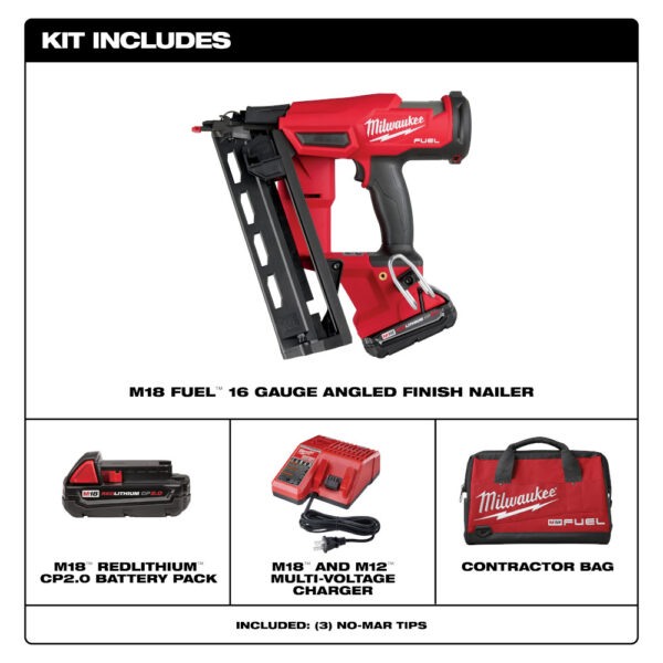 MILWAUKEE M18 FUEL™ 16 Gauge Angled Finish Nailer Kit 5