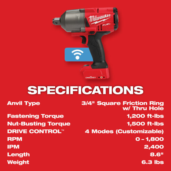 MILWAUKEE M18 FUEL™  3/4&quot; High Torque Impact Wrench w/Friction Ring (Tool Only) - Image 6