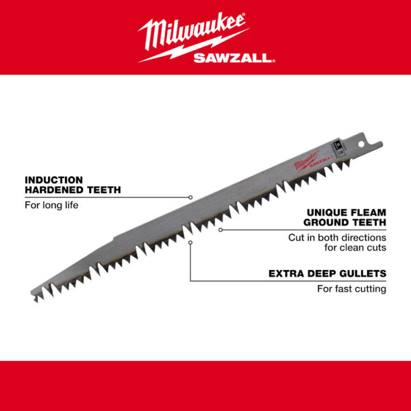 MILWAUKEE® 9" SAWZALL® Pruning Blades 5/PK 3