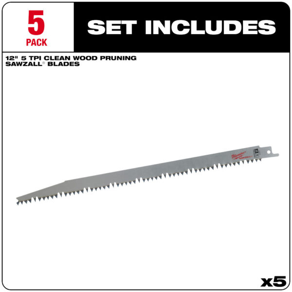 MILWAUKEE® 12" SAWZALL® Pruning Blades 5PK 4