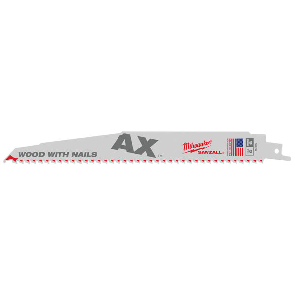 MILWAUKEE® 9" SAWZALL® The AX™ Nail Embedded Wood Blades 5/PK 1