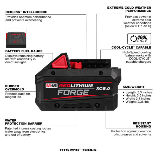 MILWAUKEE M18™ RedLithium™ Forge™ XC8.0 Battery Pack 2