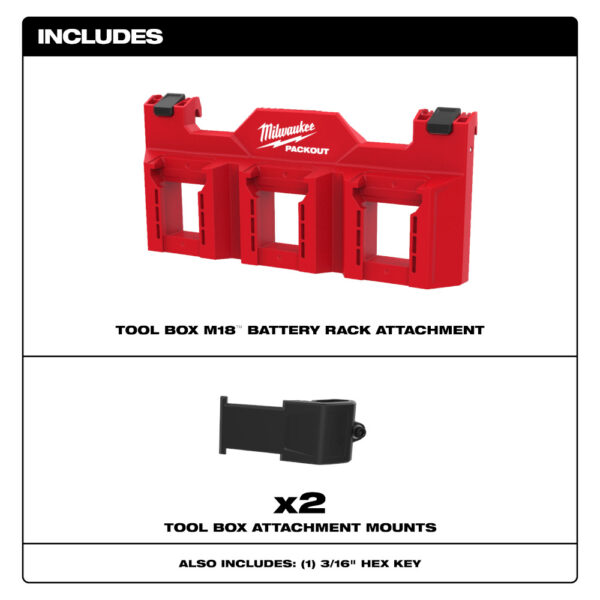 MILWAUKEE PACKOUT™ Tool Box M18™ Battery Rack Attachment - Image 4