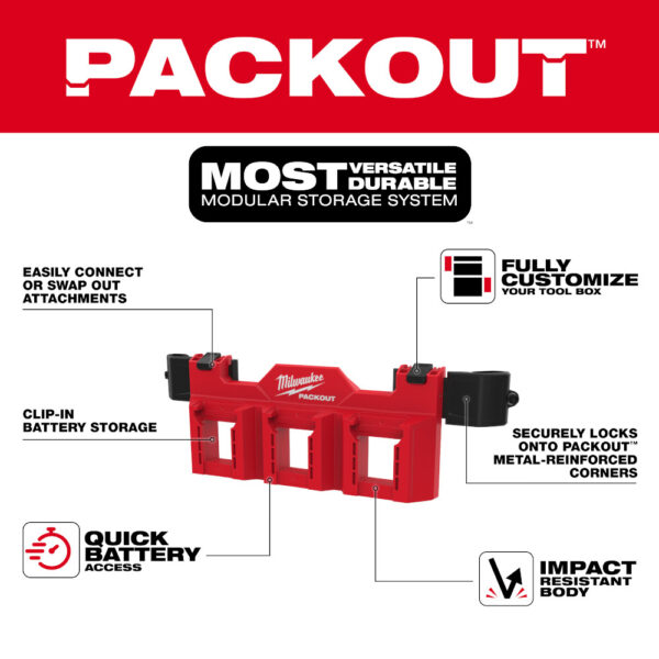 MILWAUKEE PACKOUT™ Tool Box M18™ Battery Rack Attachment - Image 5