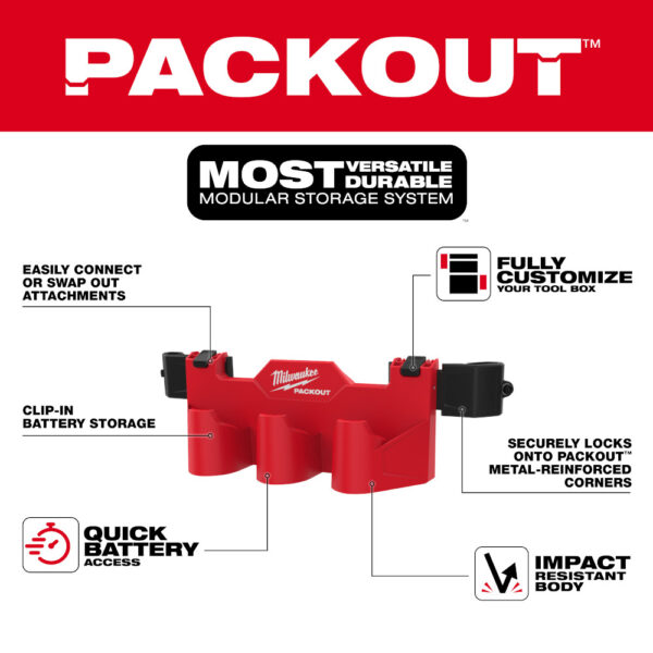 MILWAUKEE PACKOUT™ Tool Box M12™ Battery Rack Attachment - Image 3