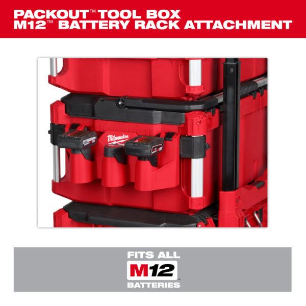 MILWAUKEE PACKOUT™ Tool Box M12™ Battery Rack Attachment - Image 4