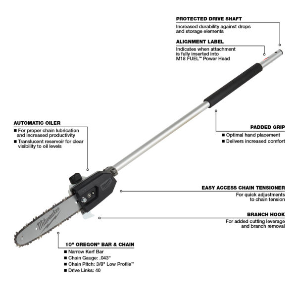 MILWAUKEE® M18 FUEL™ QUIK-LOK™ 10" Pole Saw Attachment 2