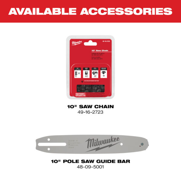 MILWAUKEE® M18 FUEL™ QUIK-LOK™ 10" Pole Saw Attachment - Image 5