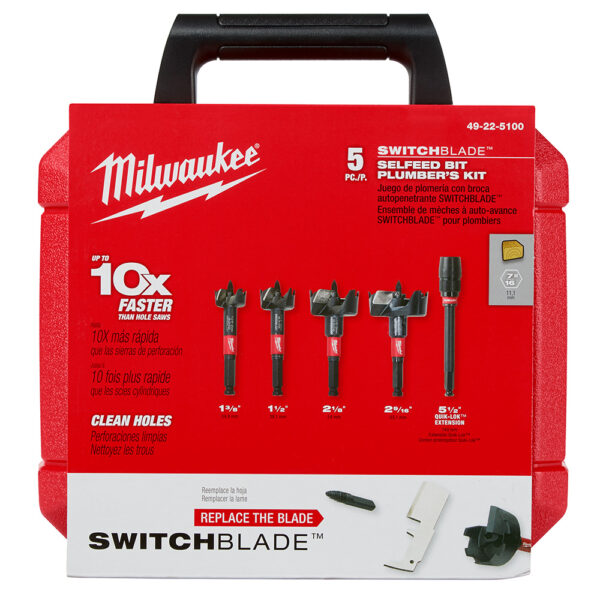 MILWAUKEE SwitchBlade™ Selfeed Bit 5PC Plumber&#039;s Kit 3