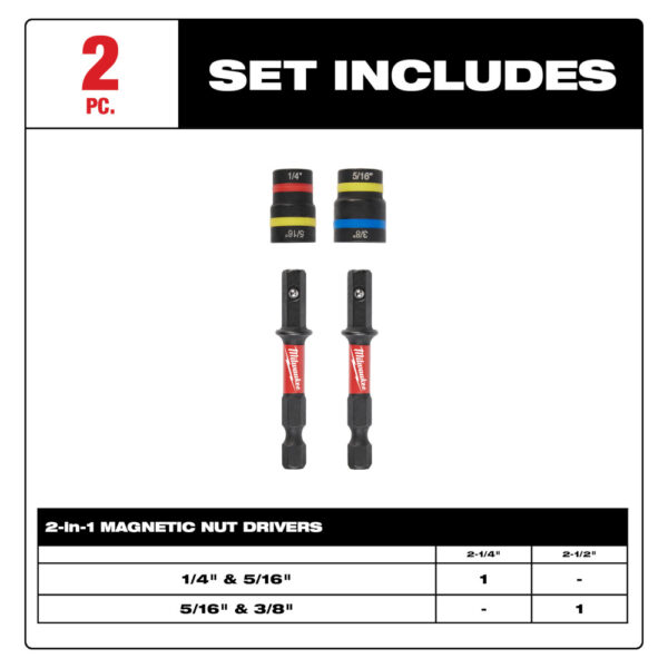 MILWAUKEE SHOCKWAVE Impact Duty™ QUIK-CLEAR™ 2-in-1 Magnetic Nut Driver Set 2PC 4