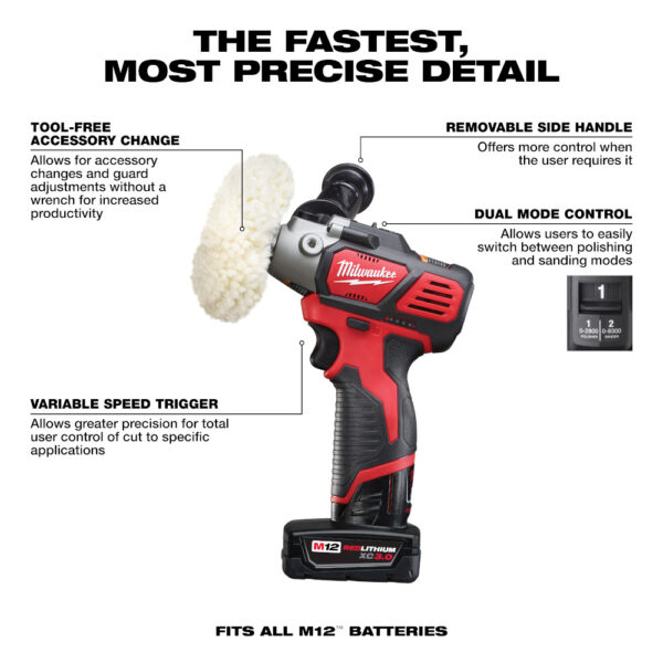 MILWAUKEE M12™ Variable Speed Polisher/Sander Kit - Image 2