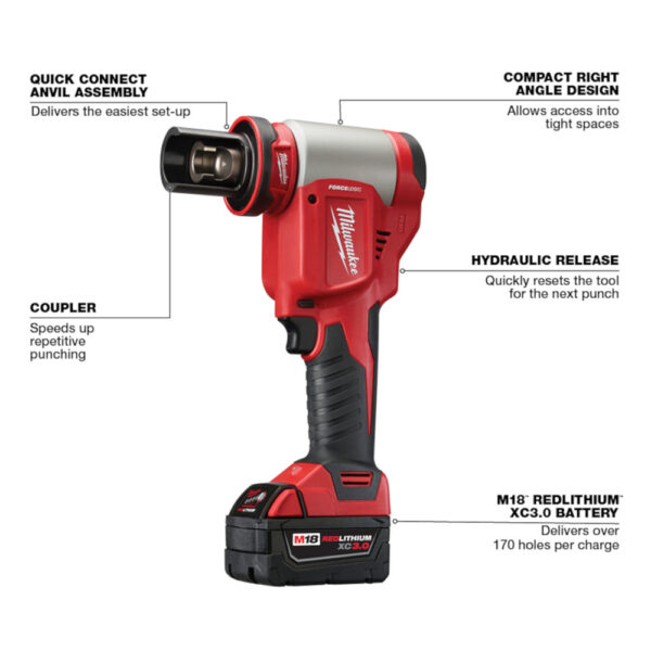 MILWAUKEE M18™ FORCE LOGIC™ 10T Knockout Tool 1/2" - 2" Kit 2