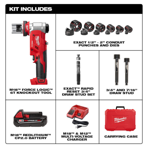 MILWAUKEE M18™ FORCE LOGIC™ 6T Knockout Tool 1/2" - 2" Kit 3