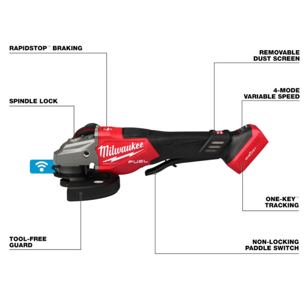 MILWAUKEE M18 FUEL™ 4-1/2"-6" Variable Speed Braking Grinder, Paddle Switch - Image 5