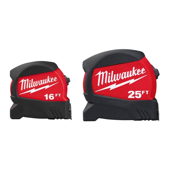 MILWAUKEE 16 ft & 25 ft Compact Wide Blade Tape Measure Set (2-Pack) 1