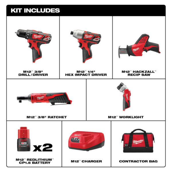 MILWAUKEE® M12™ Cordless 5-Tool Combo Kit - Image 2