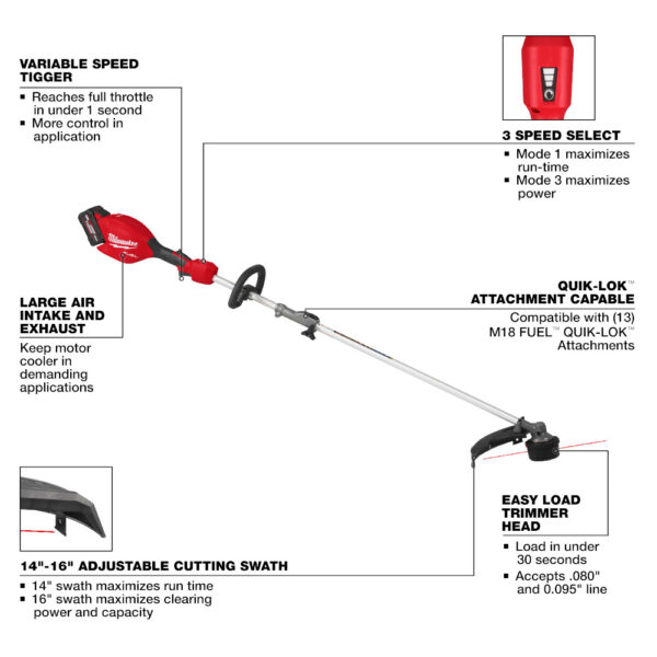 MILWAUKEE M18 FUEL™ String Trimmer w/ QUIK-LOK™ Kit - Image 3