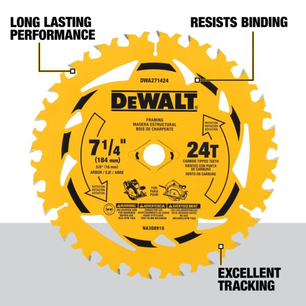 DEWALT 7-1/4 in. 24T Circular Saw Blade - Image 2