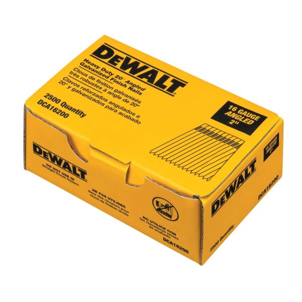 DEWALT 16 Gauge 2" 20 Degree Angled Finish Nails 2,500 Quantity