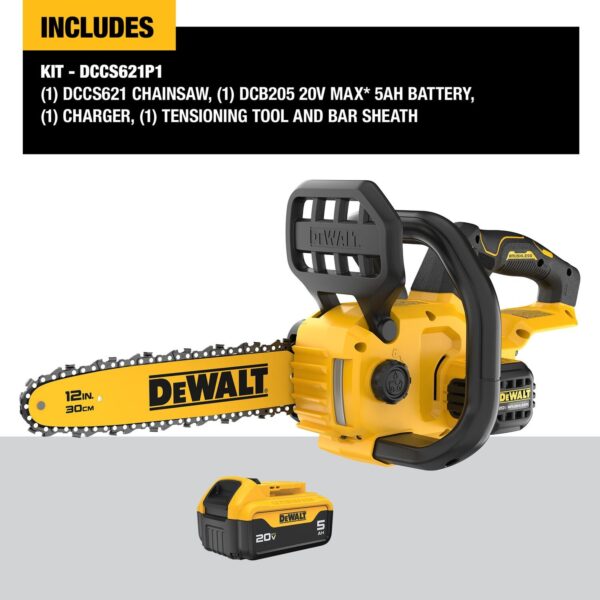 DEWALT 20V MAX* Compact 12 in. Brushless Cordless Chainsaw Kit - Image 4