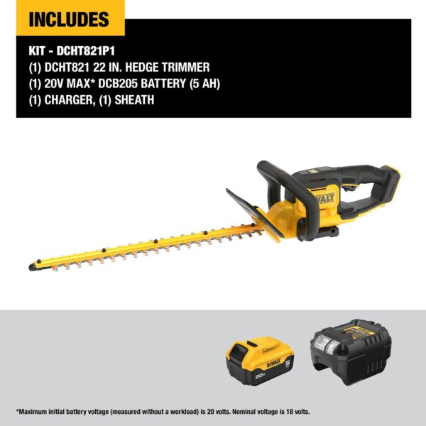 DEWALT 20V MAX* 22 in. Cordless Hedge Trimmer Kit - Image 4