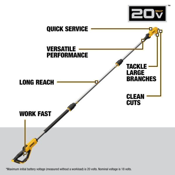 DEWALT 20V MAX* Cordless Pole Pruner (Tool Only) - Image 2