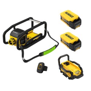 DEWALT POWERSHIFT™ Vibrator Kit including a vibrator motor, 2 Powershift Batteries, a Battery Charger, and a Remote Control