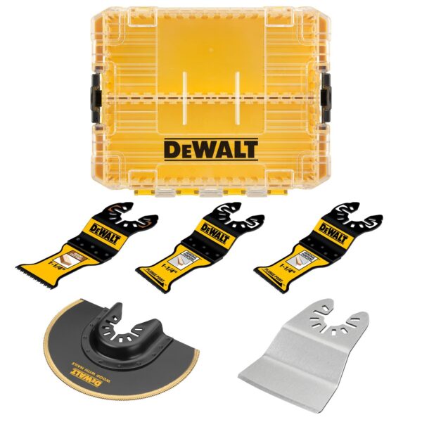 DEWALT OSC General Purpose Assortment of Oscillating Blades includes a plastic case with 5 oscillating blades