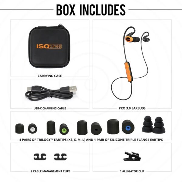 ISO Tunes PRO 3.0 Bluetooth Earbuds - Safety Orange - Image 2