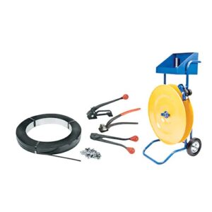 KLETON 1/2&quot; Steel Strapping Complete Kit with a Cart, a roll of banding, and 3 banding tools